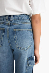 Wide-leg jeans with pockets for girls