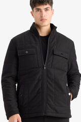Slim Fit, Slim Cut, Stand Collar, Lined, Zippered, Pocketed Winter Puffer Coat