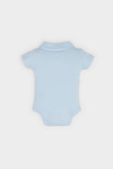 Male Baby Neonatal Polo Neck Printed Waffle Short Sleeve Snap Body