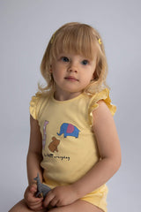 Baby Girl Newborn Animal Patterned Corduroy Snap Bodysuit