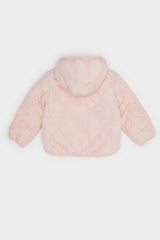 Baby Girl Windproof Water Repellent Quilted Hooded Snap-On Puffer Coat