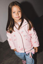 Baby Girl Windproof Waterproof Hooded Patterned Snap Pocket Coat