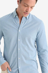 Regular Fit Polo Collar Cotton Long-Sleeve Shirt