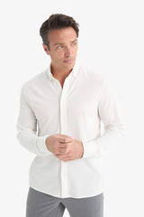 Regular Fit Polo Collar Cotton Long-Sleeve Shirt