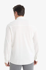 Regular Fit Polo Collar Cotton Long-Sleeve Shirt