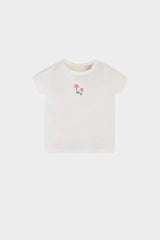 Baby Girl 2 Piece Set Floral Combed Cotton Short Sleeve T-Shirt Overalls