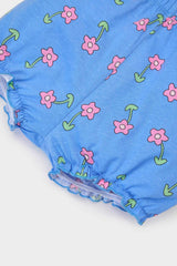 Baby Girl 2 Piece Set Floral Combed Cotton Short Sleeve T-Shirt Overalls