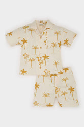 Baby Boy Tropical Patterned Flam Poplin 2 Piece Set