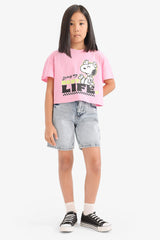 Girls Snoopy Crew Neck Short Sleeve T-Shirt