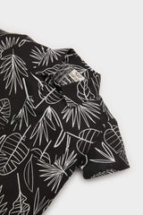 Man Baby 2 Pcs Set Patterned Flamed Poplin Short Sleeve Shirt Waist Rubber Shorts