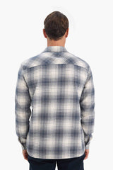 Regular Fit Polo Collar Checkered Flannel Long Sleeve Shirt