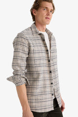 Regular Fit Polo Collar Flannel Long Sleeve Shirt