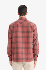 Regular Fit Polo Collar Plaid Cotton Long-Sleeve Shirt