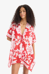 Regular Fit Tropical Printed Chiffon Beach Kimono-Fall in Love