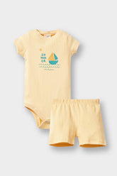 Baby Boy 2-Piece Set Printed Ribbed Camisole Short Sleeve Snap Body Shorts