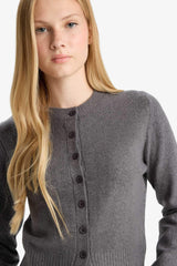 Cool Slim Fit Slim Cut Crew Neck Buttoned Knitwear Cardigan