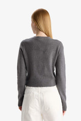 Cool Slim Fit Slim Cut Crew Neck Buttoned Knitwear Cardigan