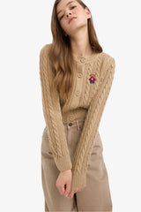 Cool Regular Fit Crew Neck Buttoned Knit Cardigan