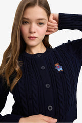 Cool Regular Fit Crew Neck Buttoned Knit Cardigan