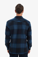 Regular Fit Polo Collar Checkered Flannel Long Sleeve Shirt
