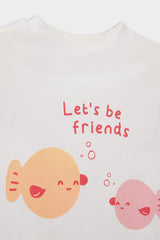 Baby Girl Newborn Crew Neck Printed Combed Cotton 2-Pack Short Sleeve T-Shirt