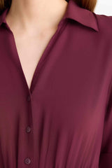 Midi dress with a shirt collar and short sleeves