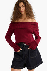 Slim Fit Slim Cut Open Shoulder Knitwear Sweater
