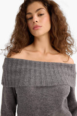 Slim Fit Slim Cut Open Shoulder Knitwear Sweater
