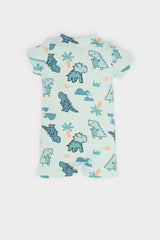 Baby Boy Newborn Dinosaur Printed Waffle Jumpsuit