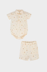 Baby Boy Palm Patterned Linen 2 Piece Set