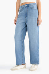 Regular Hem Denim High Waist Trousers