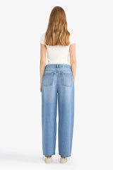 Regular Hem Denim High Waist Trousers