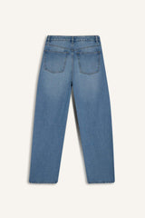 Regular Hem Denim High Waist Trousers
