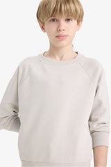 Boys Crew Neck Basic Plain School Sweatshirt