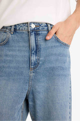100% Cotton Baggy Fit Normal Waist Wide Leg Jeans