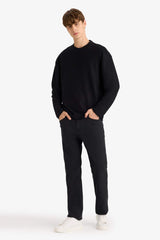 Boxy Fit Relaxed Cut Crew Neck Cotton Long Sleeve T-Shirt
