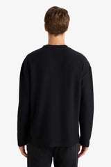 Boxy Fit Relaxed Cut Crew Neck Cotton Long Sleeve T-Shirt