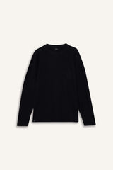 Boxy Fit Relaxed Cut Crew Neck Cotton Long Sleeve T-Shirt