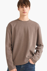 Regular Fit Crew Neck Knitwear Look Long Sleeve T-Shirt