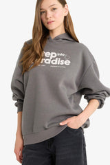 Cool Oversize sweatshirt with a wide fit, hood, print and thick fabric