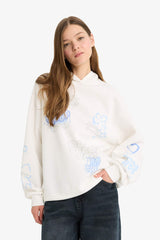 Cool Oversize sweatshirt with a wide fit, hood, print and thick fabric