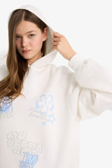 Cool Oversize sweatshirt with a wide fit, hood, print and thick fabric