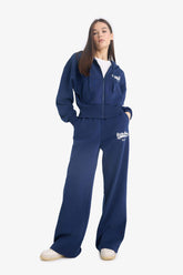 Cool wide leg printed thick fabric trousers