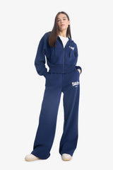 Cool wide leg printed thick fabric trousers