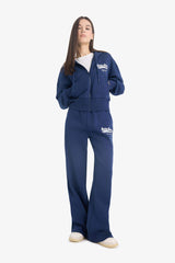 Cool wide leg printed thick fabric trousers