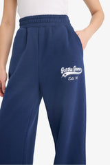 Cool wide leg printed thick fabric trousers