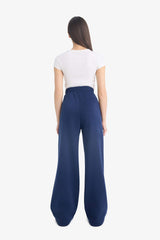 Cool wide leg printed thick fabric trousers
