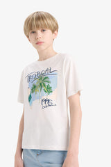 Boys Crew Neck Printed Short Sleeve T-Shirt
