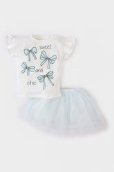 Girl Printed Short Sleeve T-Shirt Tutu Skirt 2 Piece Set