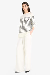 Regular Fit Crew Neck Striped Knit Sweater